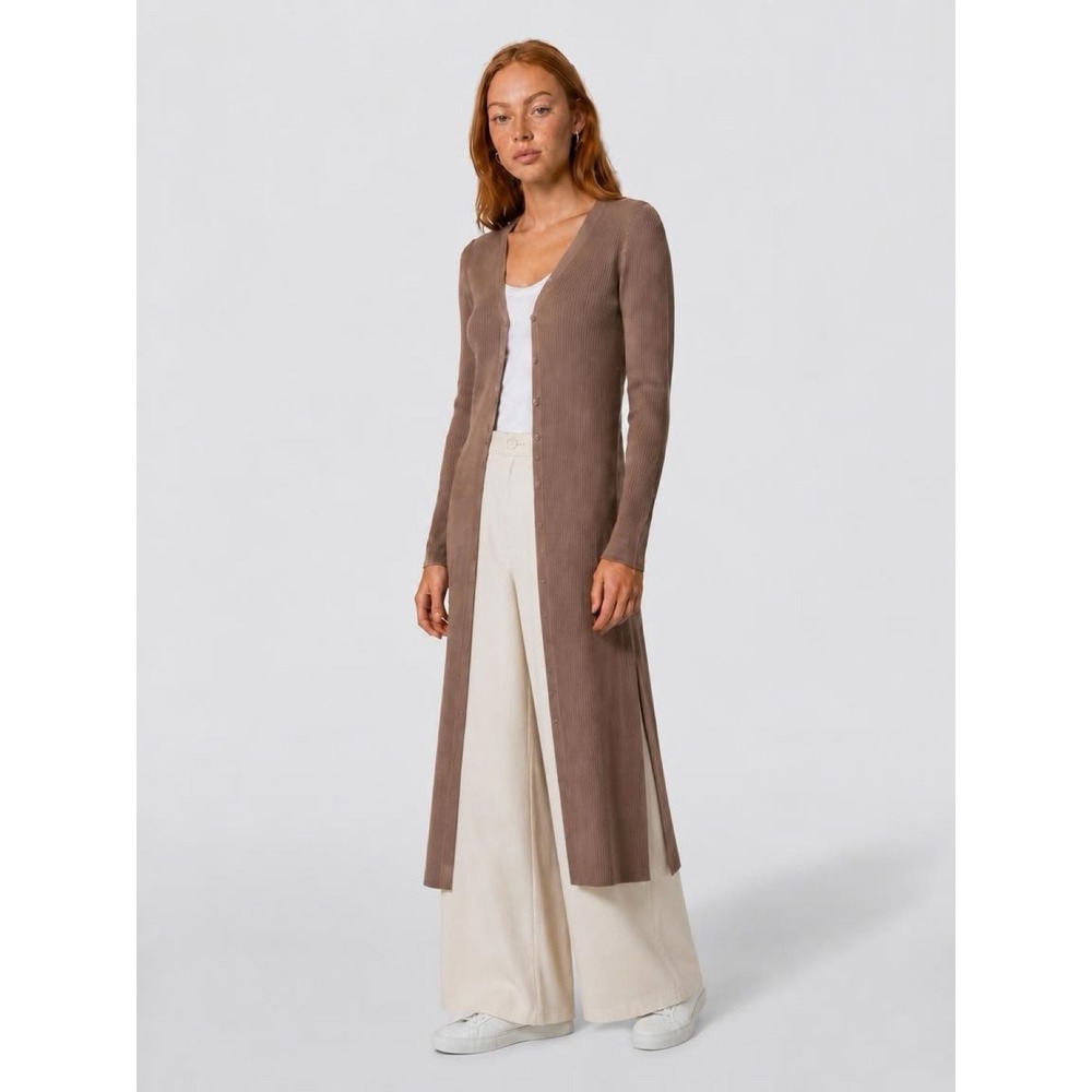 Abercrombie & Fitch Brown Ribbed Duster Cardigan Longline Button Front Small NWT